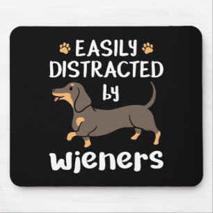 Tapis De Souris Facilement distrait par les wiener drôle de chien