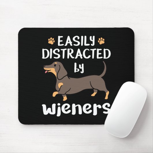 Tapis De Souris Facilement distrait par Wieners Dachshund Chien dr (Avec souris)