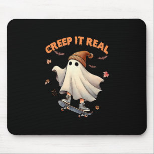 Tapis De Souris Faire du skateboard fantôme rétro Halloween Creep