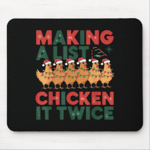 Tapis De Souris Faire une liste de poulet deux fois Noël Xmas Chic