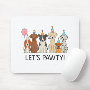 Tapis De Souris Faisons la Fête Chiens Mignons Fête Célébration Am