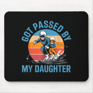 Tapis De Souris Fait du pédalage par ma fille Drôle de papa skieur