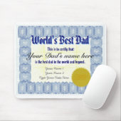 Tapis De Souris Faites le meilleur certificat Mousepad du papa du (Avec souris)