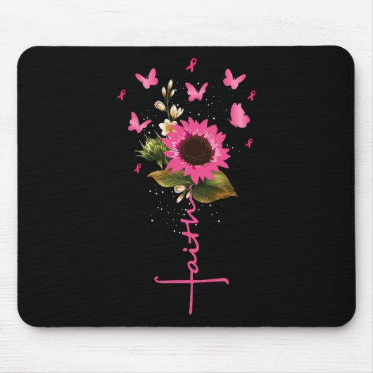 Tapis De Souris Faith Cross Cancer du sein Sensibilisation Don chr (Devant)