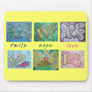 Tapis De Souris Faith Hope Love Angel Word Collage Mousepad