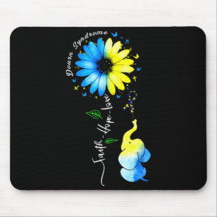 Tapis De Souris Faith Hope Love Awareness Syndrome de Down The Blu