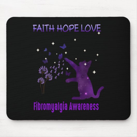 Tapis De Souris Faith Hope Love Fibromyalgie Sensibilisation (Devant)