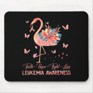 Tapis De Souris Faith Hope Love Flamant rose rose Leucémie du sein