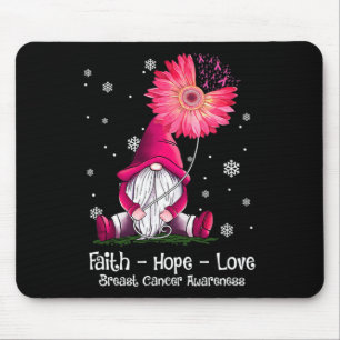 Tapis De Souris Faith Hope Love Gnome Pink Sunflower Cancer du sei