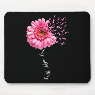 Tapis De Souris Faith Hope Love Pink Ribbon Daisy Flower Breast Ca