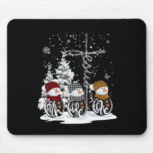 Tapis De Souris Faith Hope Love Snowman Christian Fun Christmas Cr