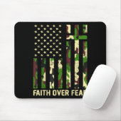 Tapis De Souris Faith Over Fear Christian Americn Flag Camouflage (Avec souris)