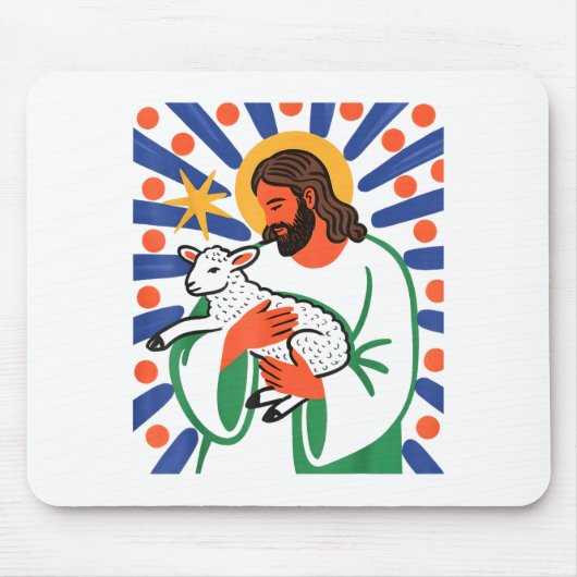 Tapis De Souris Faith Shepherd Lamb Peaceful Divine Sritual Design (Devant)