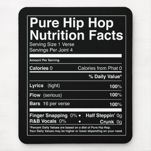 Tapis De Souris Faits de nutrition de hip hop (Devant)