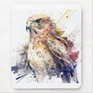 Tapis De Souris Falcon Bird Portrait Animal Peinture Faune Libre