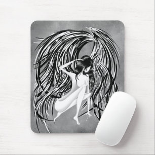 Tapis De Souris Fallen Angel Gris Monochrome