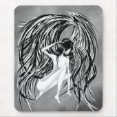 Tapis De Souris Fallen Angel Gris Monochrome (Devant)