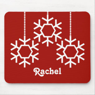 Tapis De Souris Falling Snowflakes Holiday Mousepad, Rouge foncé