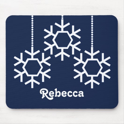 Tapis De Souris Falling Snowflakes Vacances Mousepad, Bleu foncé (Devant)