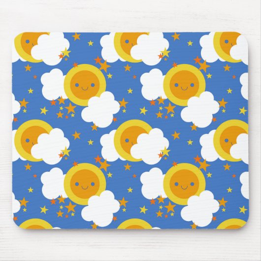 Tapis De Souris Falln Kawaii Moon, Étoiles, Soleil (Devant)