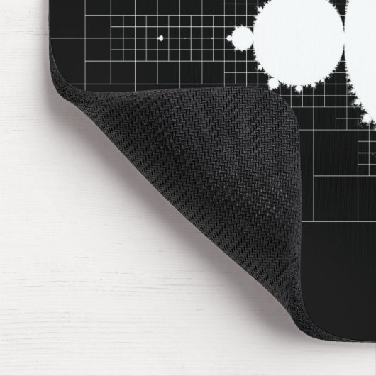 Tapis De Souris Fameux ensemble Fractal Mandelbrot blanc sur noir (Coin)