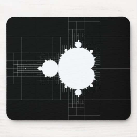 Tapis De Souris Fameux ensemble Fractal Mandelbrot blanc sur noir (Devant)