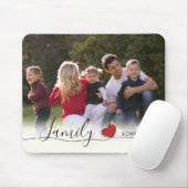 Tapis De Souris Famille Coeur Rouge Calligraphie | Photo horizonta (Avec souris)
