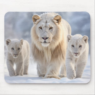 Tapis De Souris Famille d'animaux de lions errant la nature