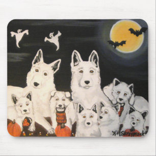 Tapis De Souris Famille de chiens bergers allemands blancs d'Hallo
