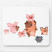Tapis De Souris Famille de cochon en caricature mignonne (Devant)