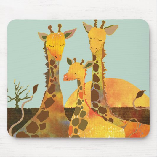 Tapis De Souris Famille de girafe (Devant)