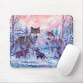 Tapis De Souris Famille De Loups Peinture (Avec souris)