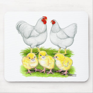 Tapis De Souris Famille de poules blanches Wyandotte