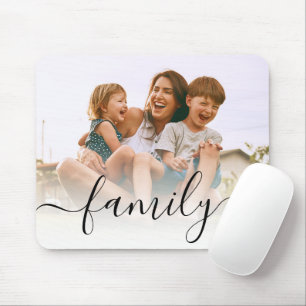 Tapis De Souris Famille de script moderne Photo personnalisée