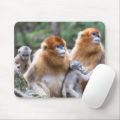 Tapis De Souris Famille de singes dorés (Avec souris)