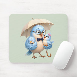 Tapis de souris Famille d'oiseaux père