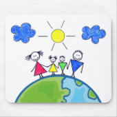 Tapis De Souris Famille Doodle Stick sur le monde (Devant)