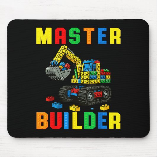 Tapis De Souris Famille drôle Master Builder Construction Briques (Devant)