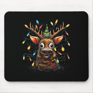 Tapis De Souris Famille Joyeux Noël Arbre Lumières Enfants Amusant
