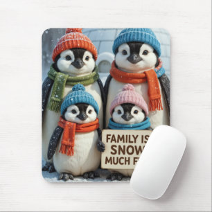 Tapis De Souris Famille Penguin Avec Symbole Amusant