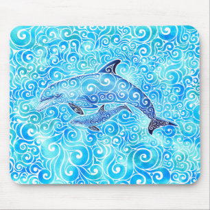 Tapis De Souris Famille tourbillonnant de dauphins