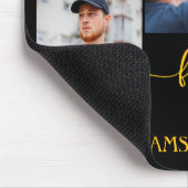 Tapis De Souris family 3 photo collage black gold script magnet (Coin)