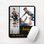 Tapis De Souris family 3 photo collage black gold script magnet (Avec souris)