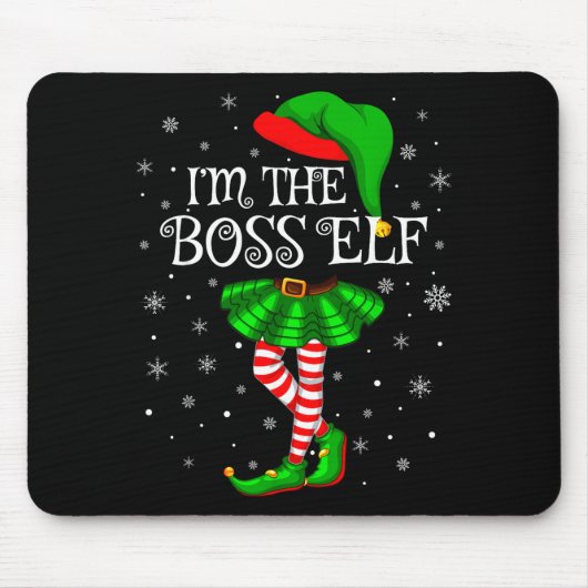 Tapis De Souris Family Matching Women Girls I'm The Boss Elf Chris (Devant)