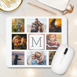 Tapis De Souris Family Photo Collage Monogram