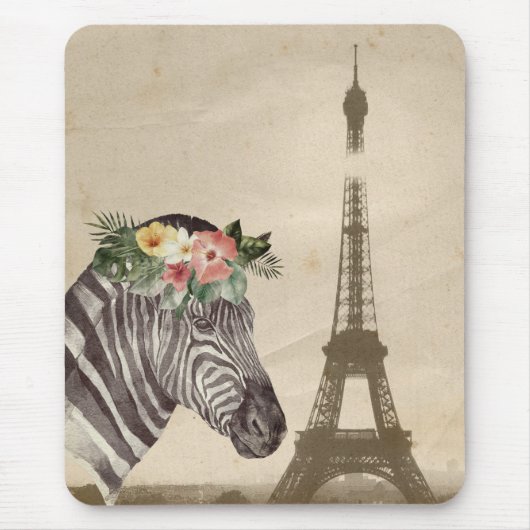 Tapis De Souris Fancy Zebra & Tour Eiffel (Devant)