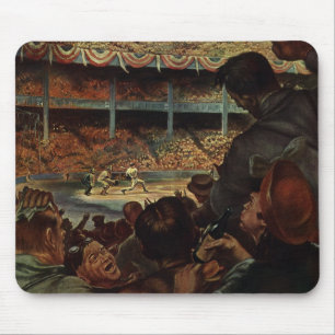 Tapis De Souris Fans de sport vintage dans un stade de baseball