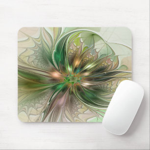 Tapis De Souris Fantaisie Abstraite Moderne Fleur Fractale Colorée