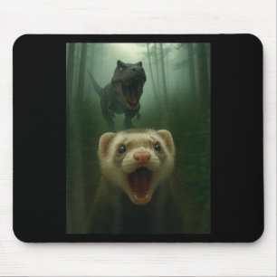 Tapis De Souris Fantaisie Selfie Ferret Avec T-rex Dinosaur Hommes