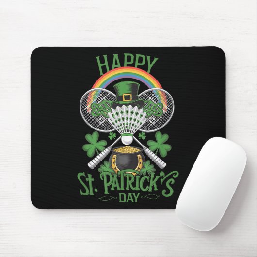 Tapis De Souris Fantastique Patricks Day Badminton Costume à quatr (Avec souris)